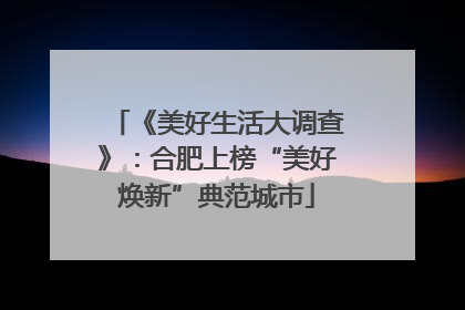 《美好生活大调查》：合肥上榜“美好焕新”典范城市