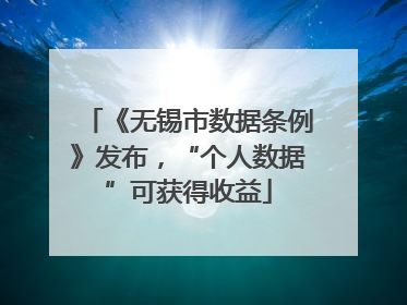 《无锡市数据条例》发布，“个人数据”可获得收益