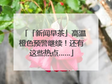「新闻早茶」高温橙色预警继续！还有这些热点……