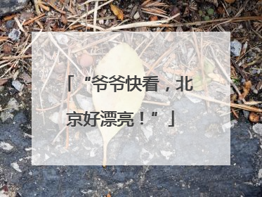 “爷爷快看，北京好漂亮！”