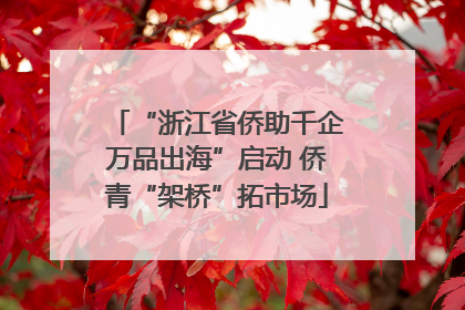 “浙江省侨助千企万品出海”启动 侨青“架桥”拓市场