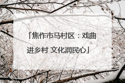 焦作市马村区：戏曲进乡村 文化润民心