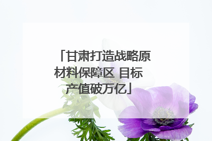 甘肃打造战略原材料保障区 目标产值破万亿