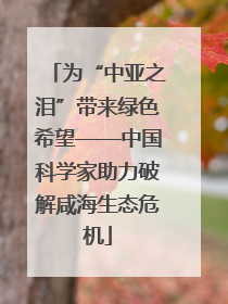 为“中亚之泪”带来绿色希望——中国科学家助力破解咸海生态危机