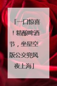 一口惊喜！精酿啤酒节，坐星空版公交兜风夜上海