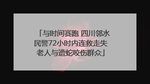 与时间赛跑 四川邻水民警72小时内连救走失老人与遭蛇咬伤群众
