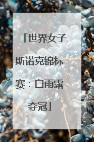 世界女子斯诺克锦标赛：白雨露夺冠