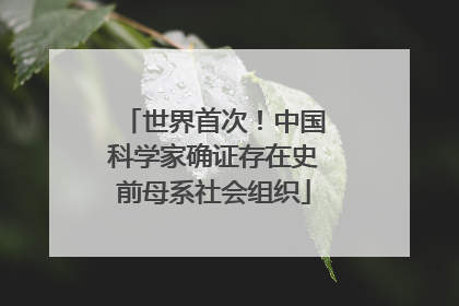 世界首次！中国科学家确证存在史前母系社会组织