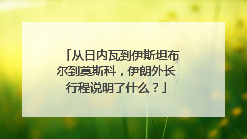 从日内瓦到伊斯坦布尔到莫斯科，伊朗外长行程说明了什么？