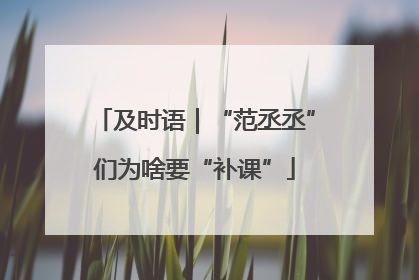 及时语｜“范丞丞”们为啥要“补课”