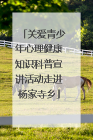 关爱青少年心理健康知识科普宣讲活动走进杨家寺乡