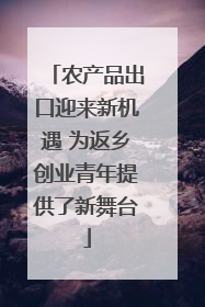 农产品出口迎来新机遇 为返乡创业青年提供了新舞台
