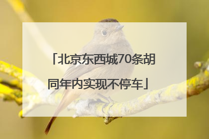 北京东西城70条胡同年内实现不停车