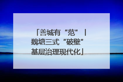 善城有“范”丨魏塘三式“破壁”基层治理现代化