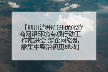 四川泸州召开优化营商网络环境专项行动工作推进会 涉企网络乱象集中整治初见成效