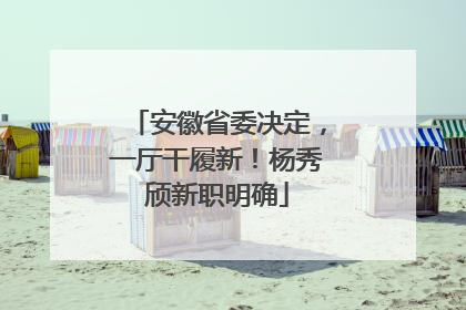 安徽省委决定，一厅干履新！杨秀颀新职明确