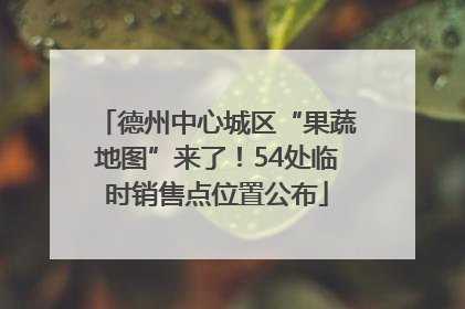 德州中心城区“果蔬地图”来了！54处临时销售点位置公布