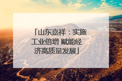 山东嘉祥：实施工业倍增 赋能经济高质量发展