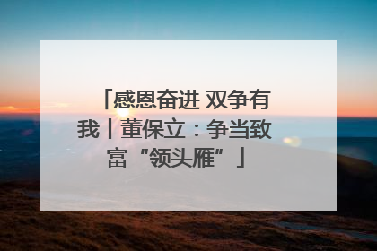 感恩奋进 双争有我丨董保立：争当致富“领头雁”