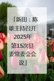 新田：陈雄主持召开2025年第15次县委常委会会议