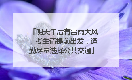 明天午后有雷雨大风，考生请提前出发，通勤尽量选择公共交通
