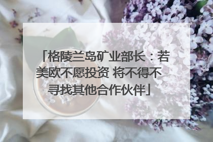 格陵兰岛矿业部长：若美欧不愿投资 将不得不寻找其他合作伙伴