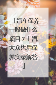 汽车保养一般做什么项目？上汽大众售后保养实录解答