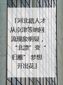 河北籍人才从京津等地回流现象明显，“北漂”变“归雁” 梦想开出花