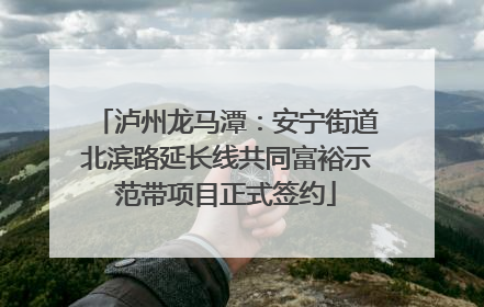 泸州龙马潭：安宁街道北滨路延长线共同富裕示范带项目正式签约