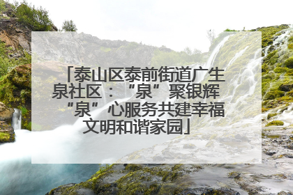 泰山区泰前街道广生泉社区：“泉”聚银辉“泉”心服务共建幸福文明和谐家园