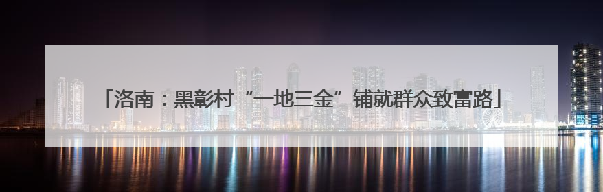 洛南：黑彰村“一地三金”铺就群众致富路