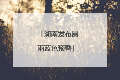 湖南发布暴雨蓝色预警