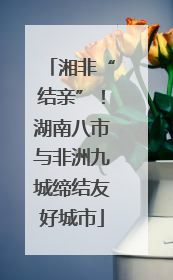 湘非“结亲”！湖南八市与非洲九城缔结友好城市