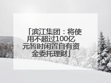 滨江集团：将使用不超过100亿元暂时闲置自有资金委托理财