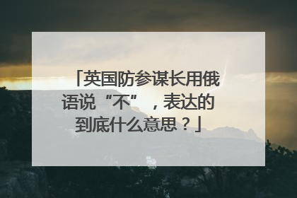 英国防参谋长用俄语说“不”，表达的到底什么意思？