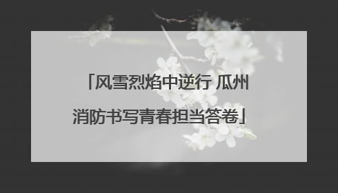 风雪烈焰中逆行 瓜州消防书写青春担当答卷