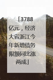 3788亿元，经济大省浙江今年新增债务限额同比涨两成