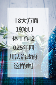 8大方面 19项具体工作 2025年四川法治政府这样建